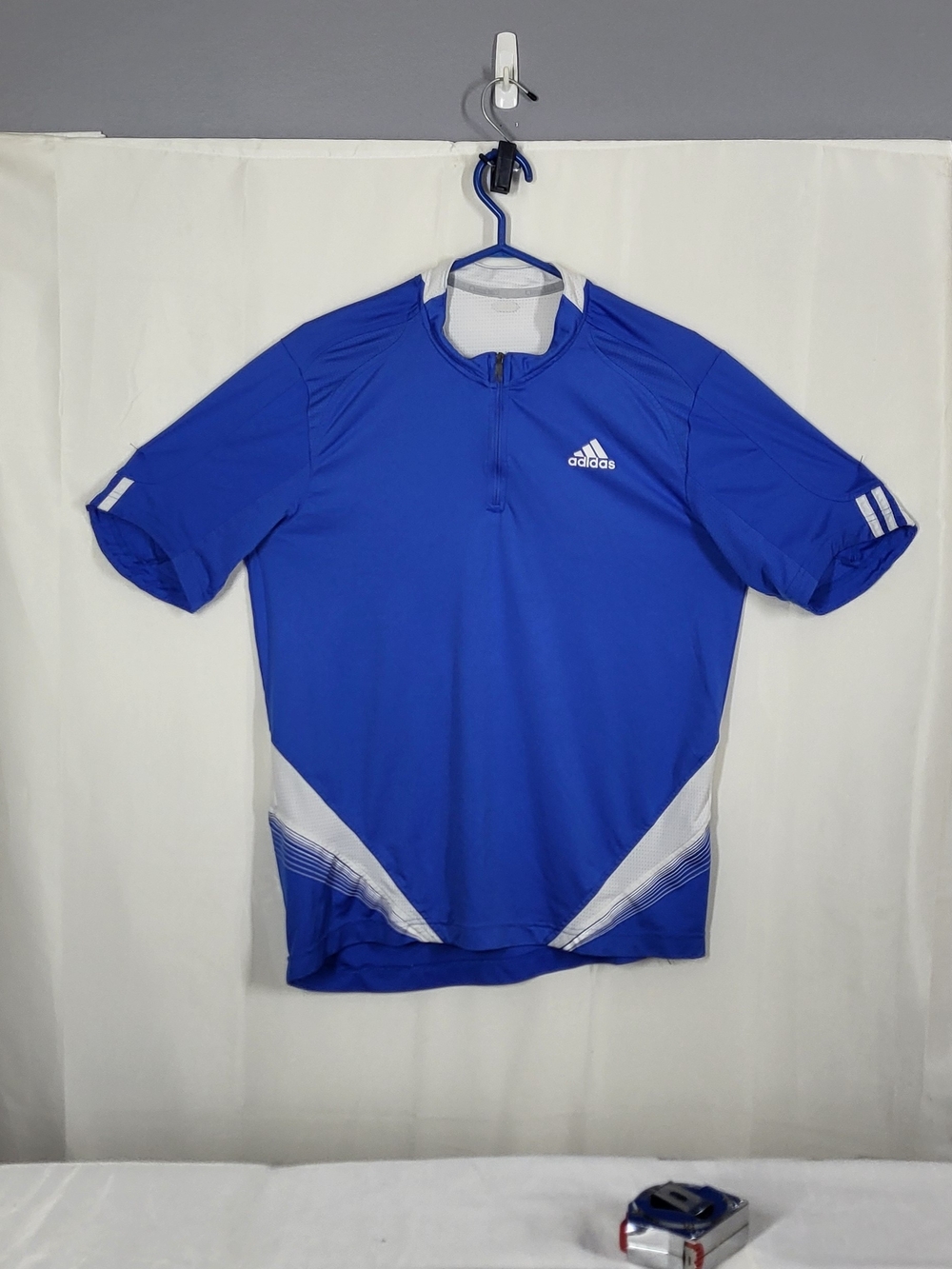 adidas Men’s Blue Short Sleeve Training Shirt with White Panels